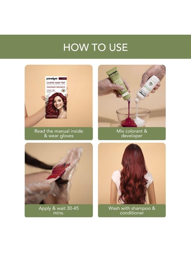 Paradyes No Bleach Cherry Coke Glossy Hair Tint, Ammonia-Free Formula for Natural Black Hair, Visible on Natural Black Hair, Includes Anti-Fade Conditioner for Long-Lasting Shine, 6.6 True Red | 160g - Image 4